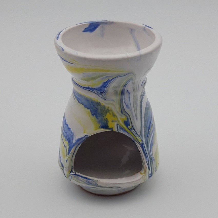 Brûle parfum Marbré bleu, jaune et blanc - Petit Modèle