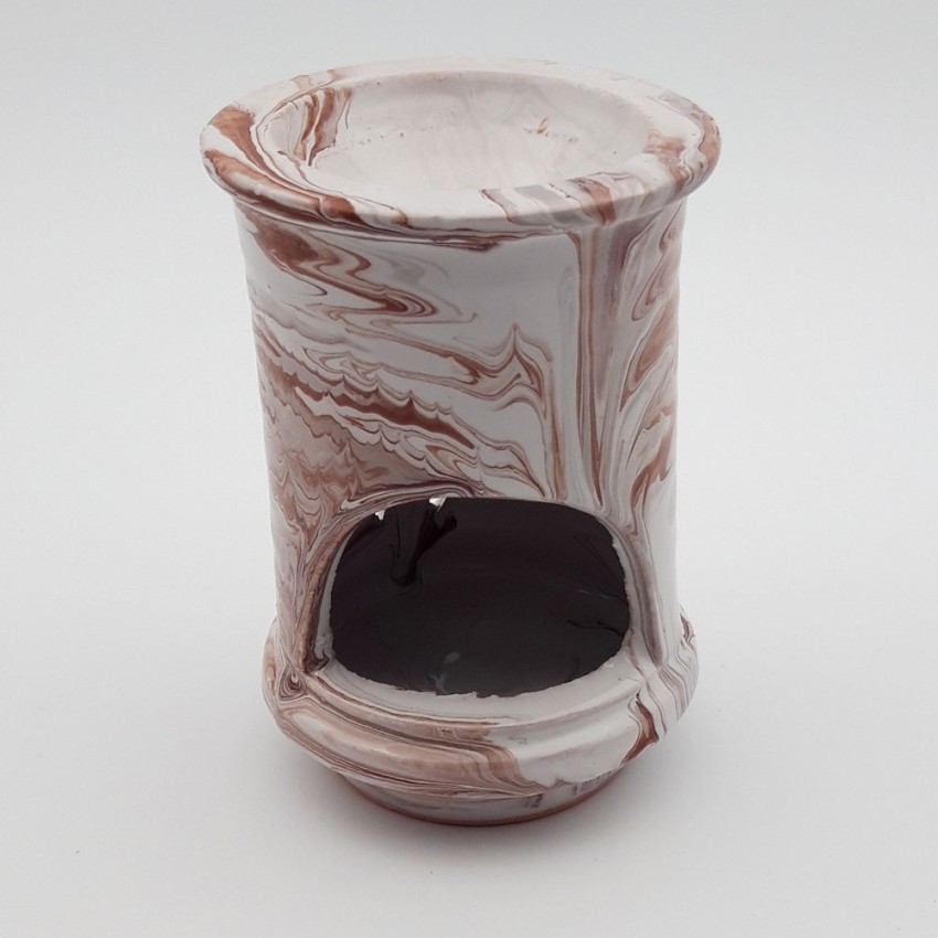 Brûle parfum Droit Marbré marron et blanc