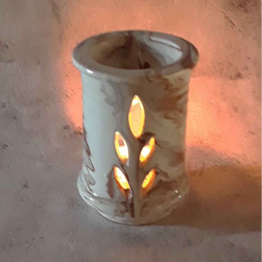 Brûle parfum Droit Marbré marron et blanc