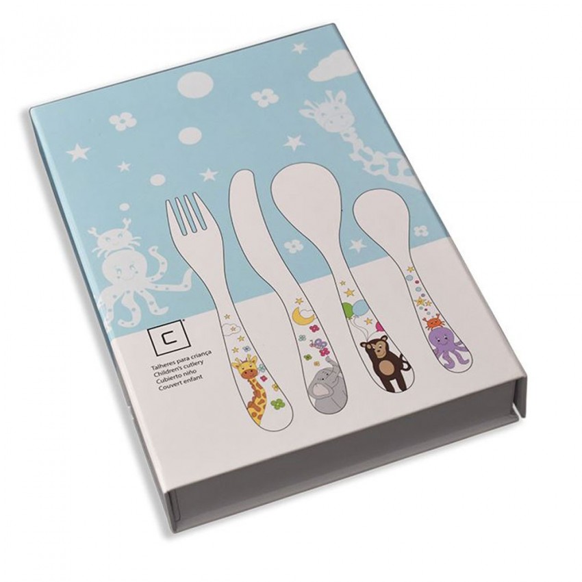 Couverts pour enfants en inox Kids Gravé x 4 - Coffret