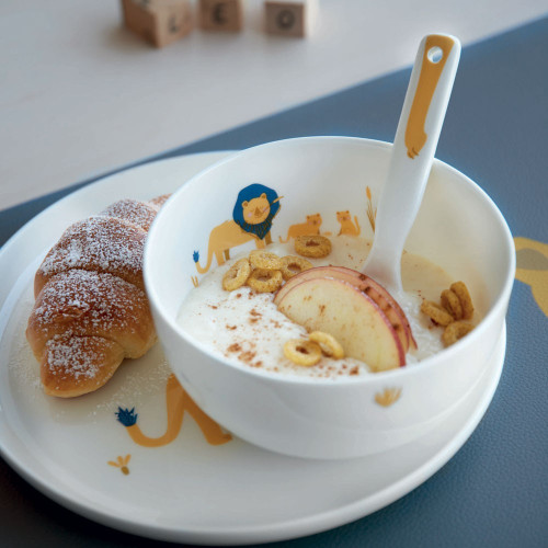 Coffret repas pour enfant en porcelaine Léo le lion - 5 pcs