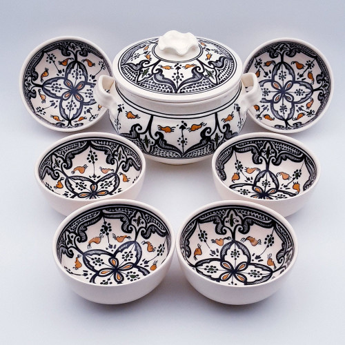 Service à soupe Marocain noir - 8 pers