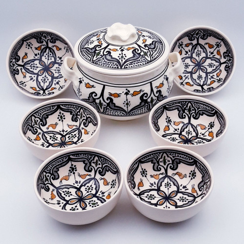 Service à soupe Marocain noir - 8 pers