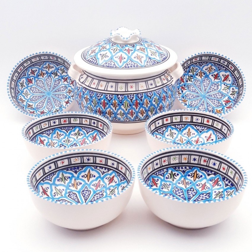 Service à soupe avec bols Bakir turquoise - 12 pers