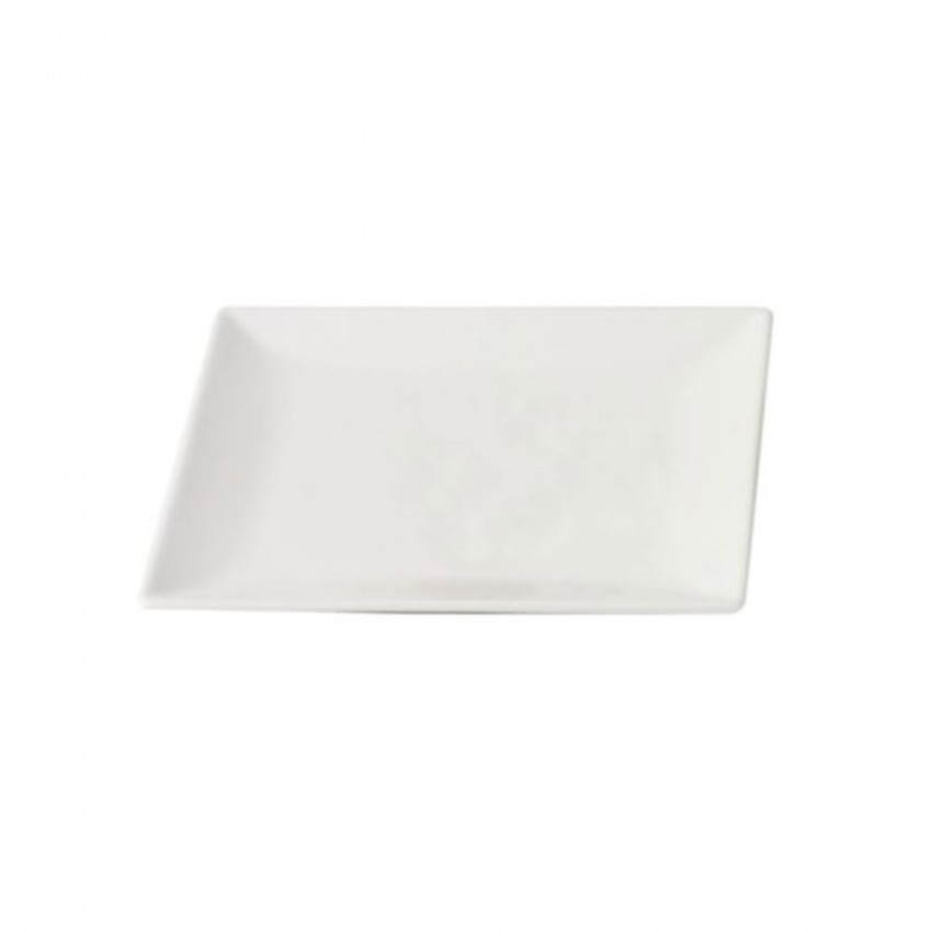 Assiette à entrée ou à dessert en grès blanc - L 21 cm - Quadro