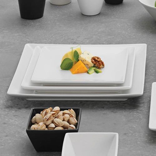 Assiette plate en grès blanc - L 26 cm - Quadro