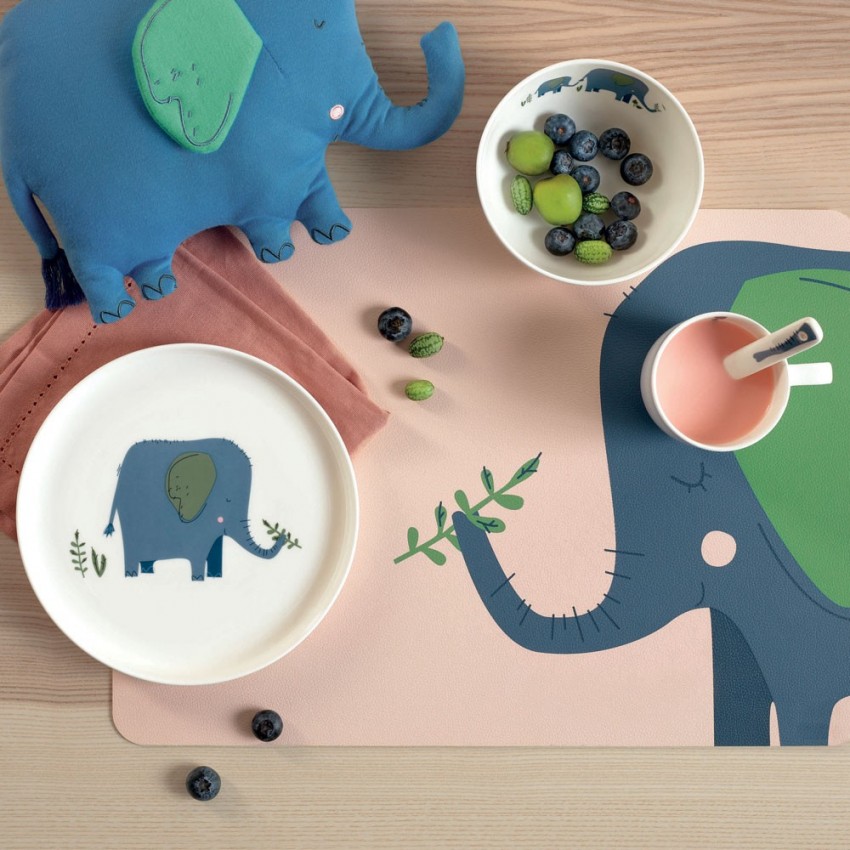 Coffret repas pour enfant en porcelaine Emma l'éléphant - 5 pcs