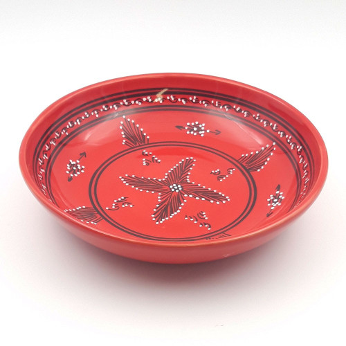 Service à couscous assiettes jattes avec plat jatte Tatoué rouge - 6 pers