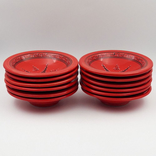 Service à couscous assiettes Tebsis avec plat jatte Tatoué rouge - 12 pers