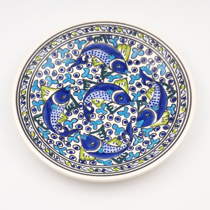 Lot de 6 assiettes plates Poissons Bleus - D 28 cm