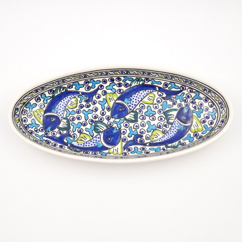 Plat ovale Poissons Bleus - L 40 cm