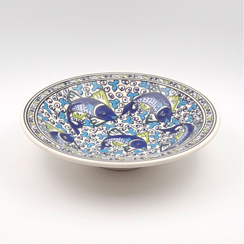 Service à couscous assiettes Tebsi Poissons Bleus - 8 pers