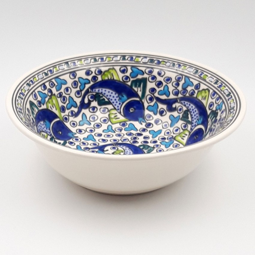 Service à couscous assiettes creuses Poissons Bleus- 12 pers