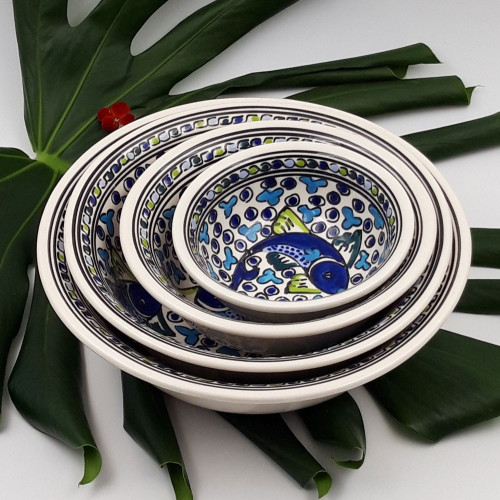 Lot de 4 saladiers Poissons Bleus