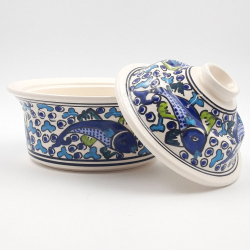 Service à couscous assiettes jattes  Poissons Bleus - 8 pers