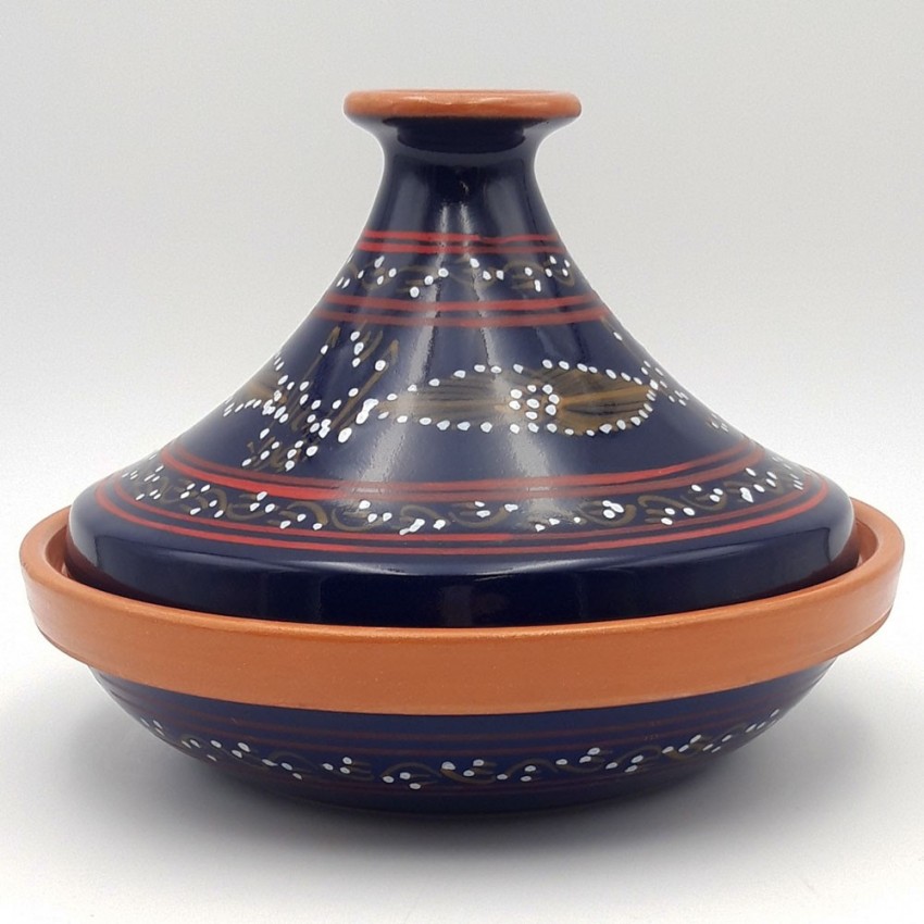 Tajine individuel évasé Tatoué Bleu Nuit - D 22 cm