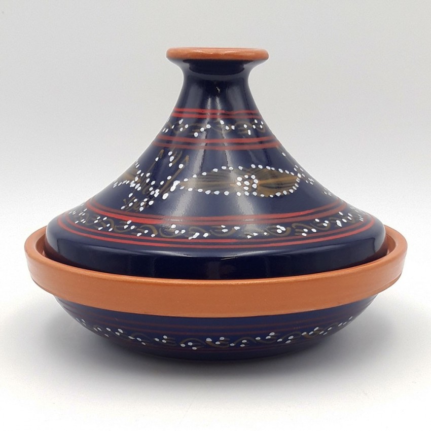 Tajine individuel évasé Tatoué Bleu Nuit - D 22 cm
