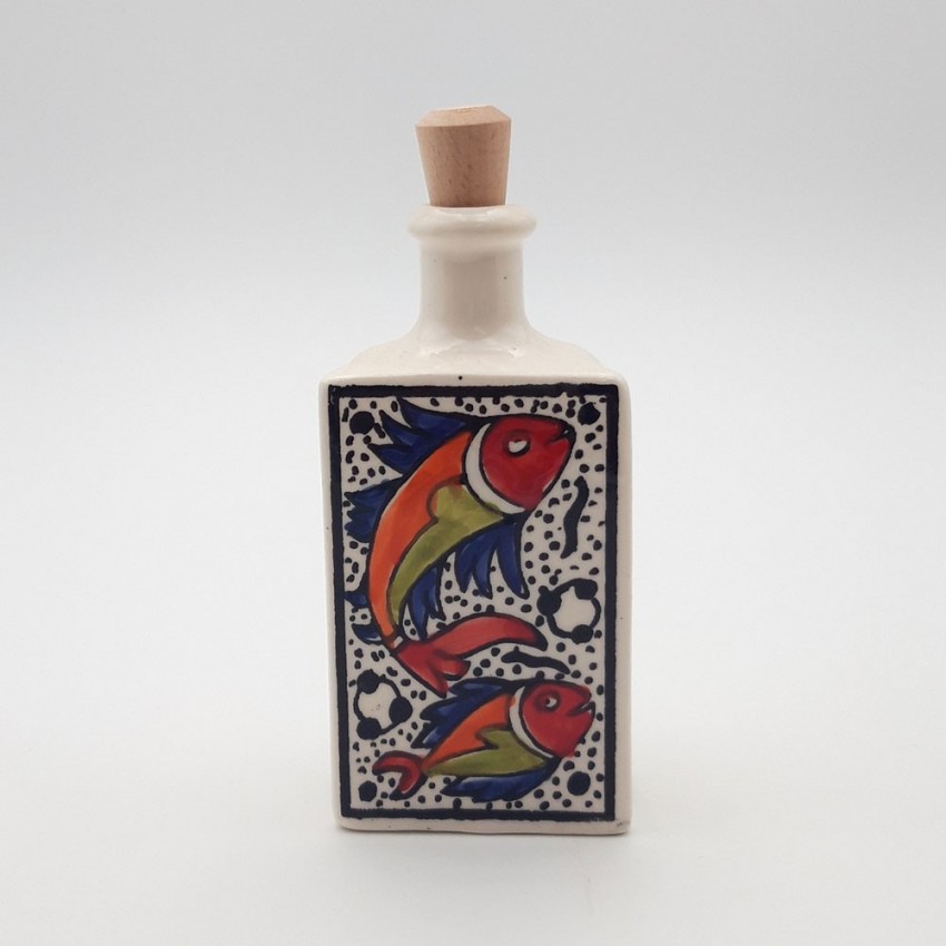 Bouteille d'huile ou de vinaigre Poissons Colorés - Petit Modèle