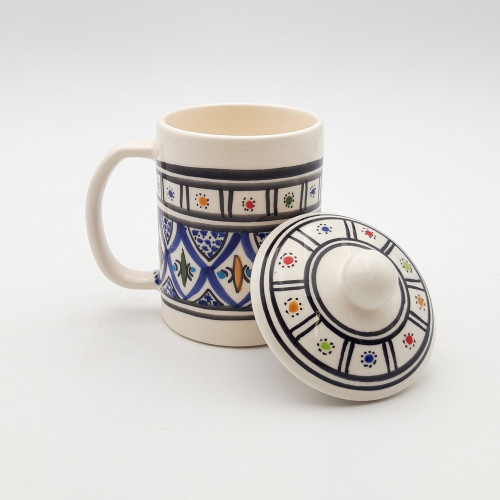 Tasse avec couvercle en céramique 25 cL Bakir Bleu