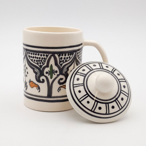 Tasse avec couvercle en céramique 25 cL Marocain Noir 2