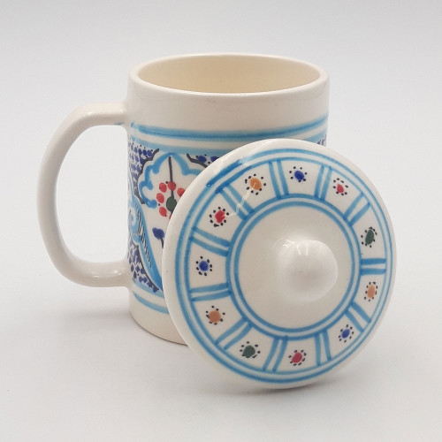 Tasse avec couvercle en céramique 25 cL Marocain Turquoise