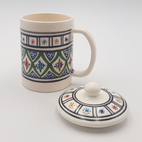 Tasse avec couvercle en céramique 25 cL Bakir Vert