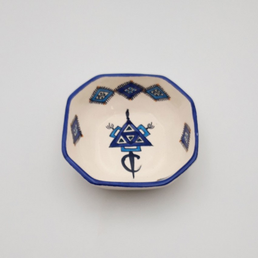 Plat octogonal Sahel bleu - L 16 cm