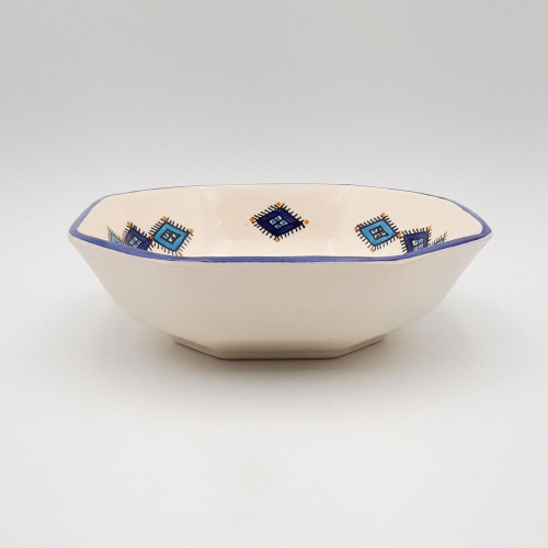 Plat octogonal Sahel bleu - L 25 cm
