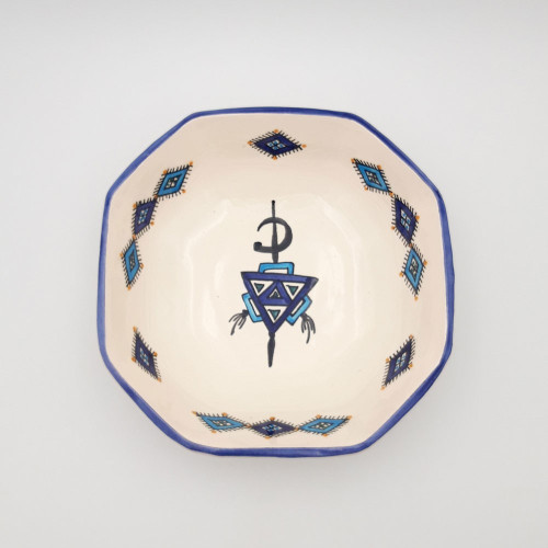 Plat octogonal Sahel bleu - L 25 cm