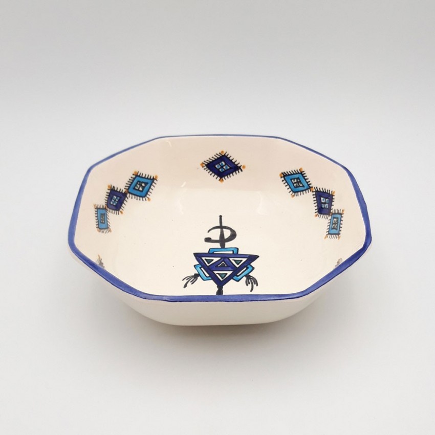 Plat octogonal Sahel bleu - L 25 cm