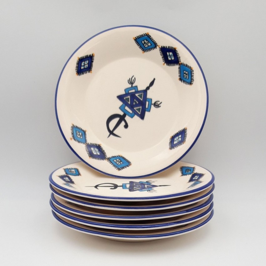 Lot de 6 assiettes plates Sahel bleu - D 24 cm