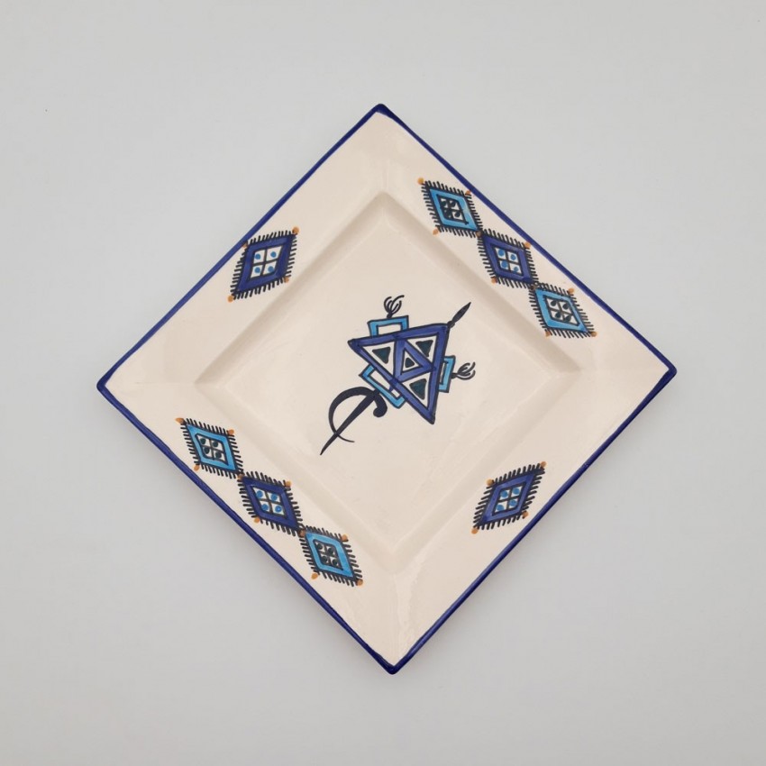 Assiette carrée Sahel bleu - L 24 cm
