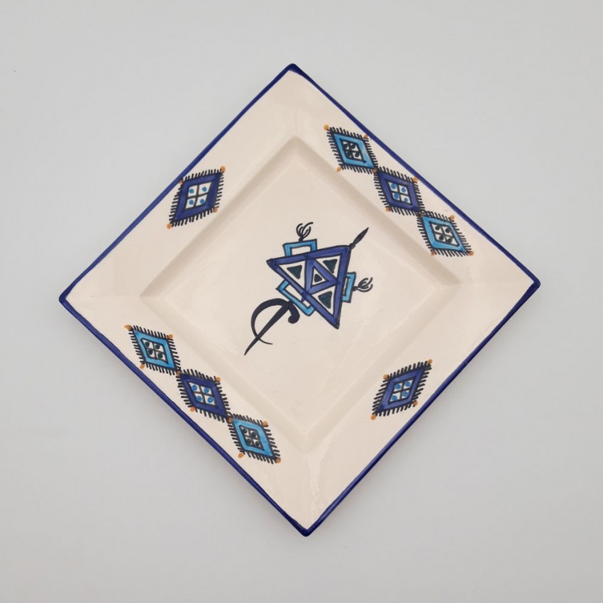 Assiette carrée Sahel bleu - L 24 cm