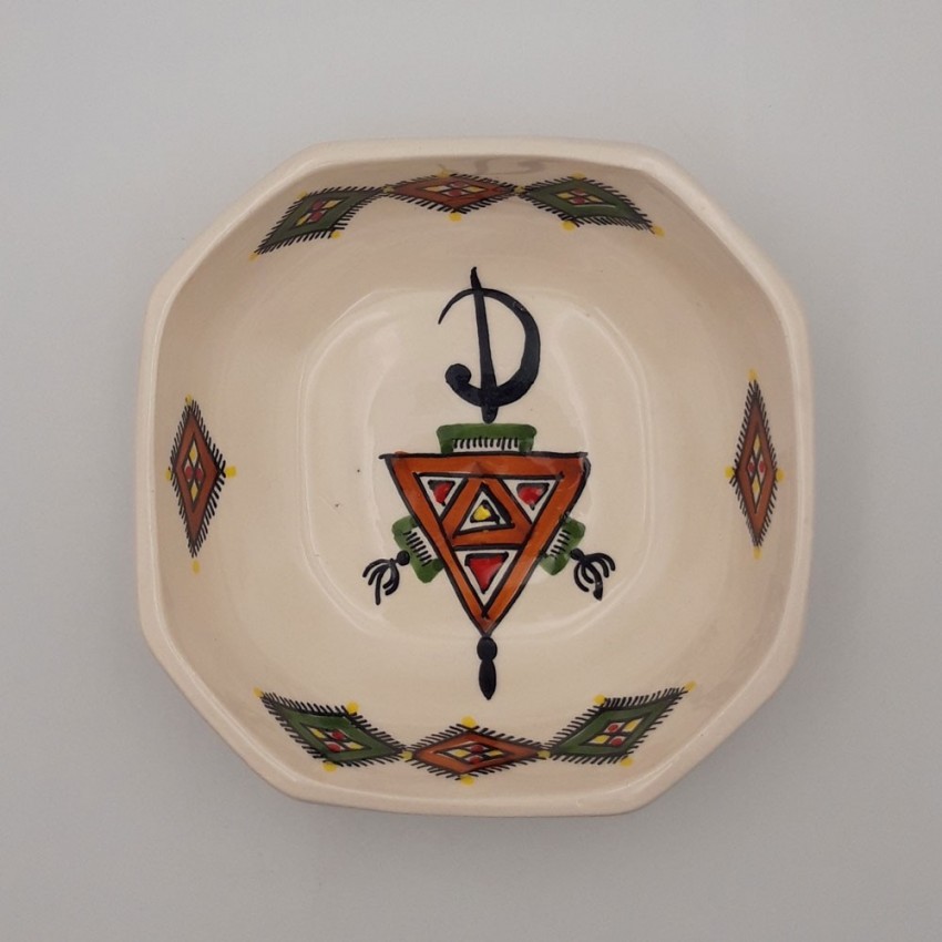 Plat octogonal Sahel beige - L 15 cm