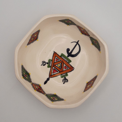 Plat octogonal Sahel beige - L 15 cm