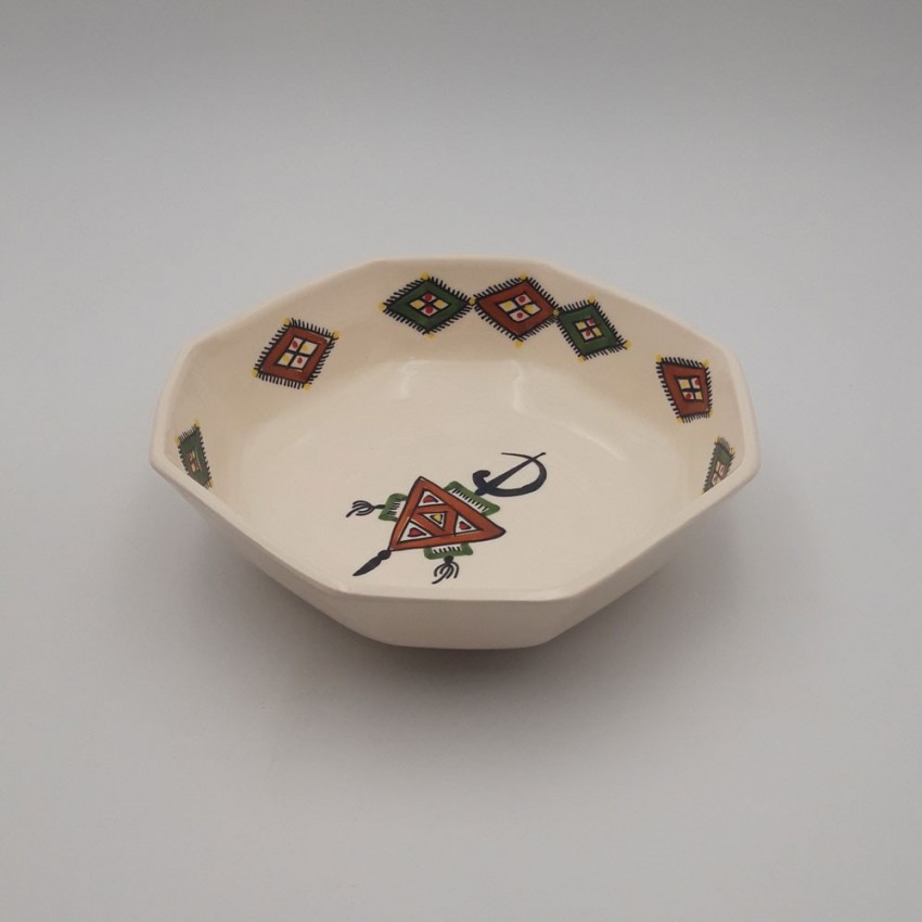 Plat octogonal Sahel beige - L 25 cm