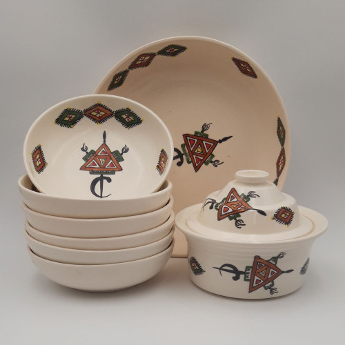 Service à couscous assiettes jattes Sahel beige - 6 pers