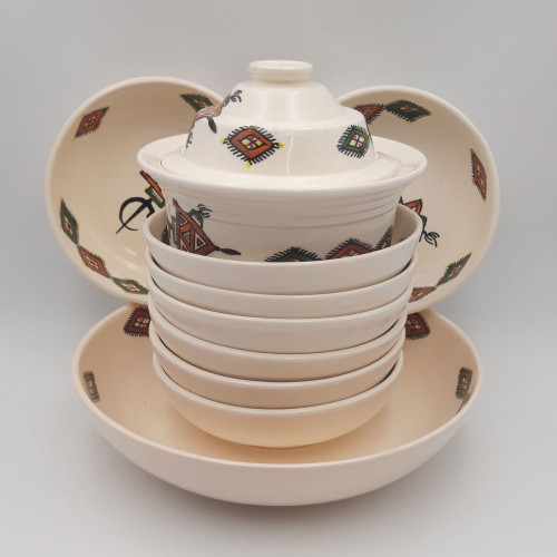 Service à couscous assiettes jattes Sahel beige - 8 pers