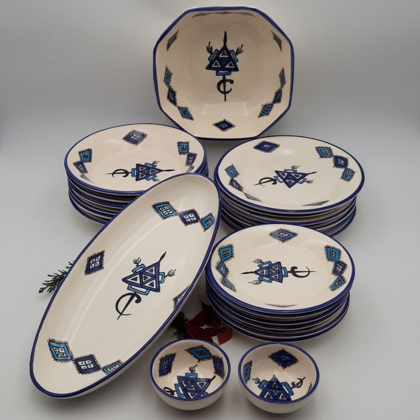 Service de table Sahel bleu - 6 pers