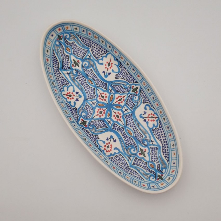 Plat ovale Marocain turquoise - L 40 cm