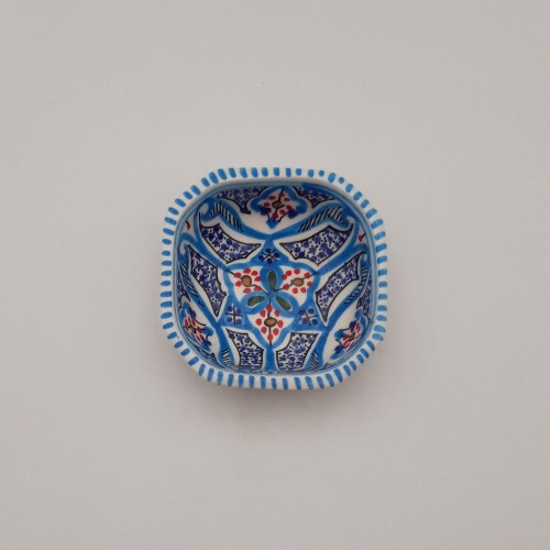 Plat octogonal Marocain turquoise Liseré - L 11 cm