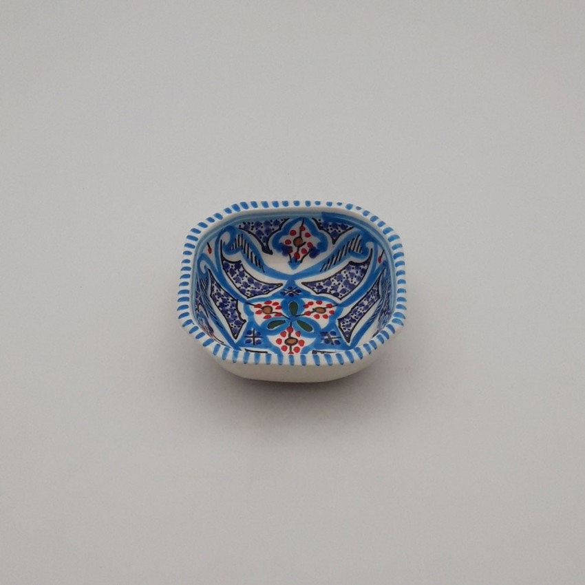 Plat octogonal Marocain turquoise Liseré - L 11 cm