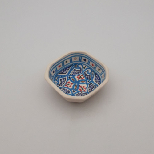 Plat octogonal Marocain turquoise - L 11 cm