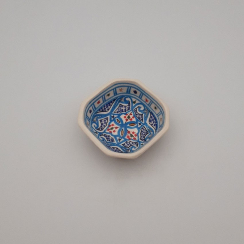 Plat octogonal Marocain turquoise - L 11 cm