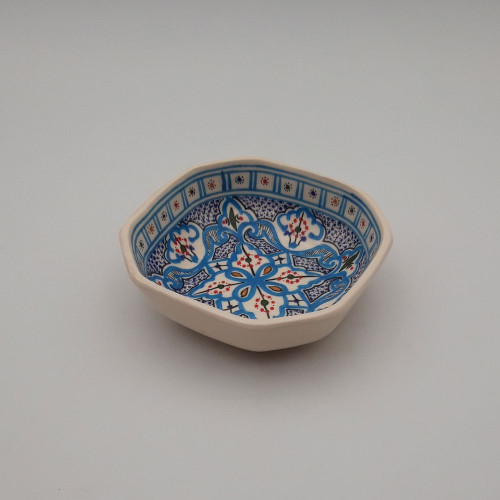 Plat octogonal Marocain turquoise - L 16 cm