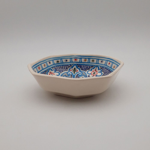 Plat octogonal Marocain turquoise - L 20 cm