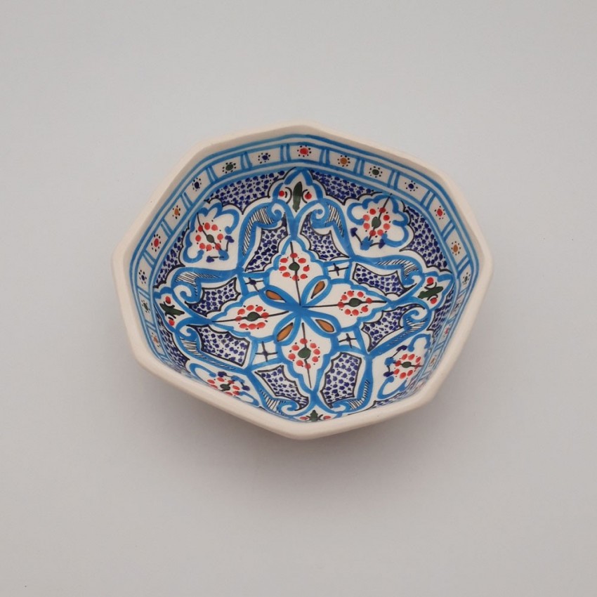 Plat octogonal Marocain turquoise - L 20 cm