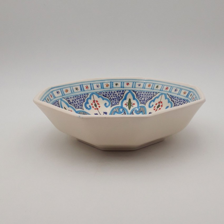 Plat octogonal Marocain turquoise - L 25 cm