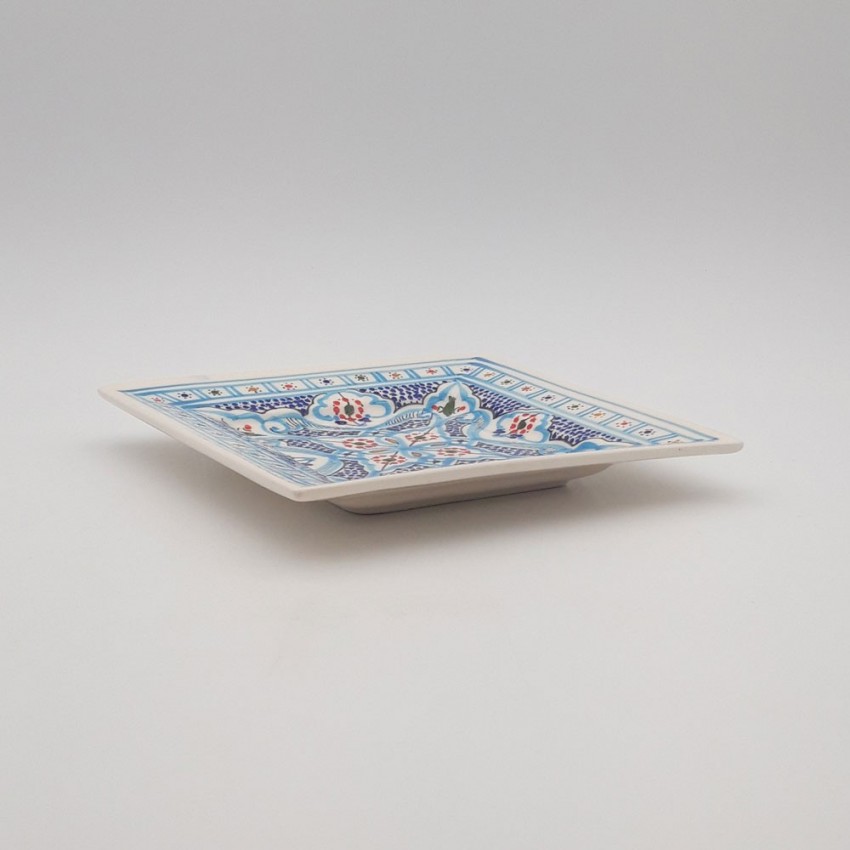 Assiette carrée Marocain turquoise - L 19 cm