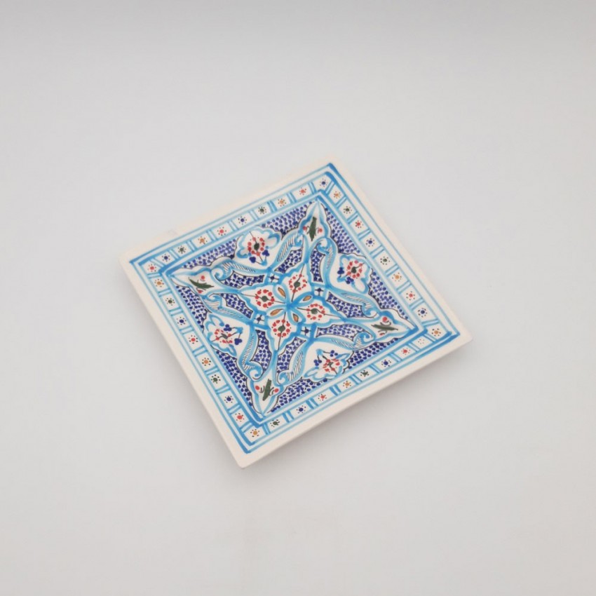 Assiette carrée Marocain turquoise - L 19 cm